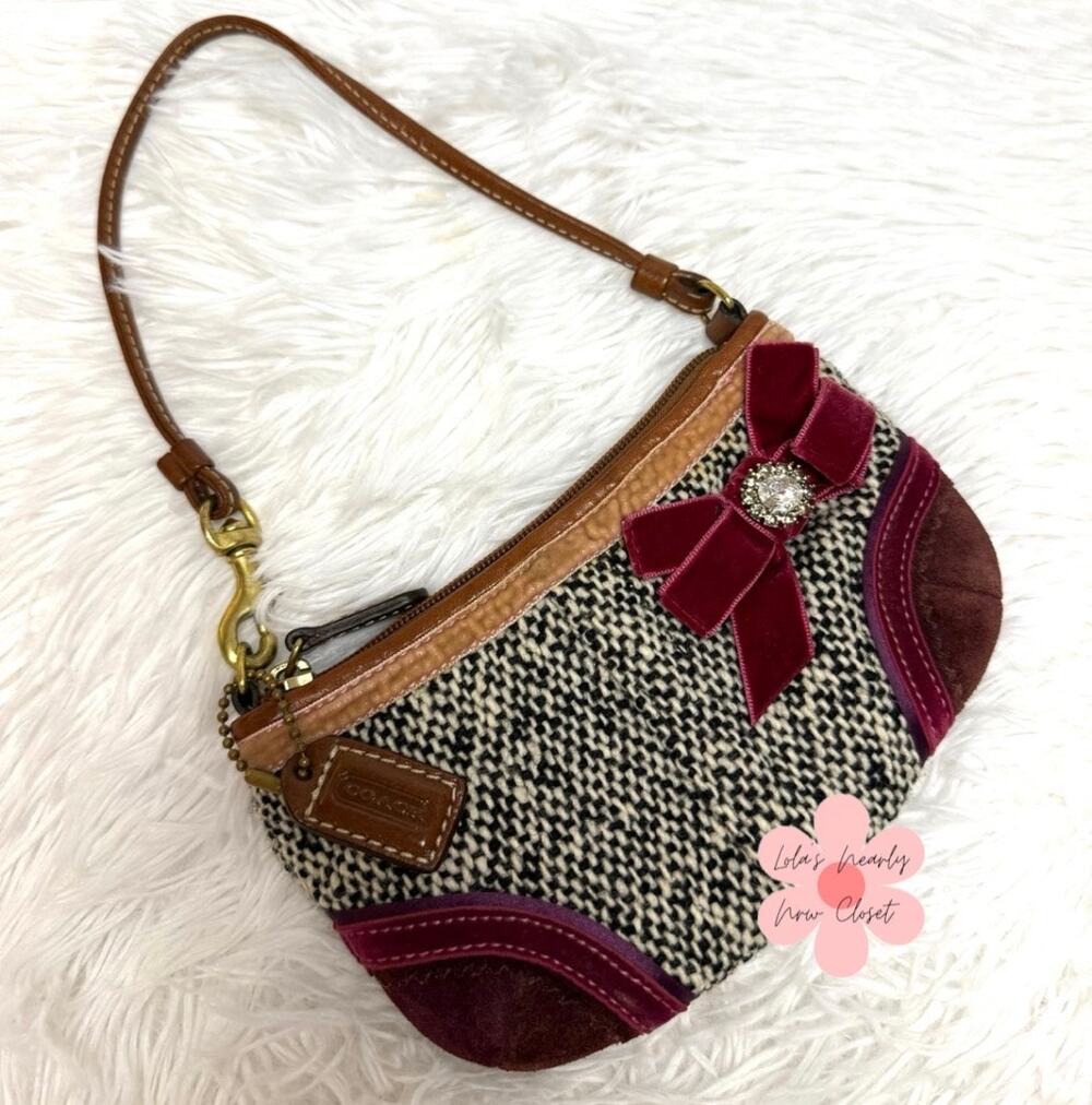y2k Coach Vintage Limited Edition Soho Tweed Ribbon Bow Mini Purse Bag Charm